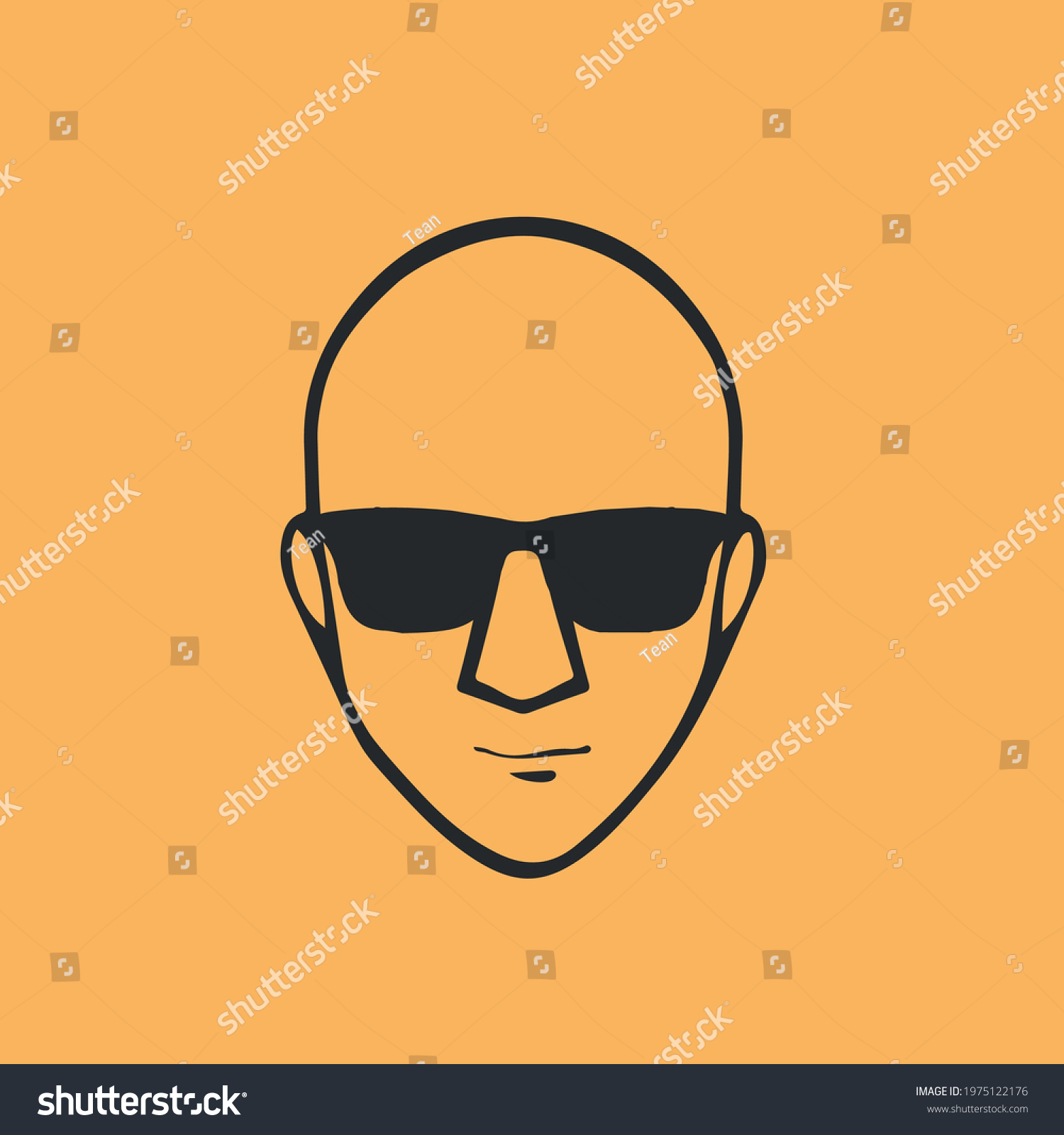 bald man with black glasses