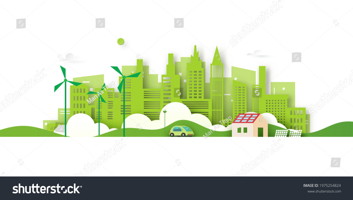 Alternative Energy Ecology Conceptelectric Car Green Stock Vector ...