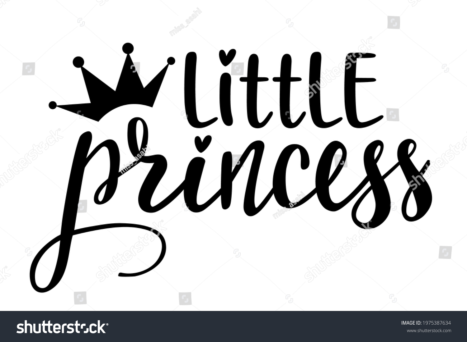 Little Princess Crown Handwritten Lettering Vector Stock Vector ...