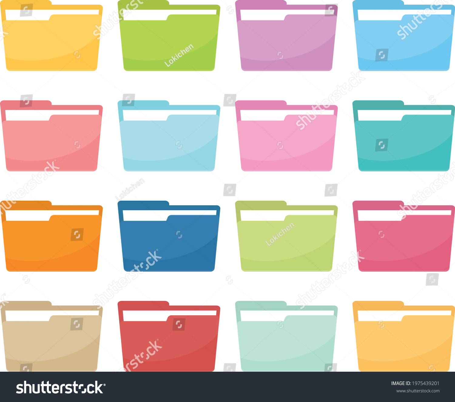 Cute Set Colorful Folder Clipart Stock Vector (Royalty Free) 1975439201 ...