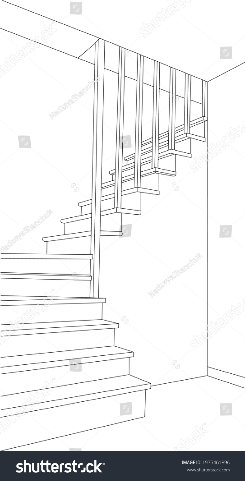 Staircase Interior Sketch Vector Isolated Stock Vector (Royalty Free ...