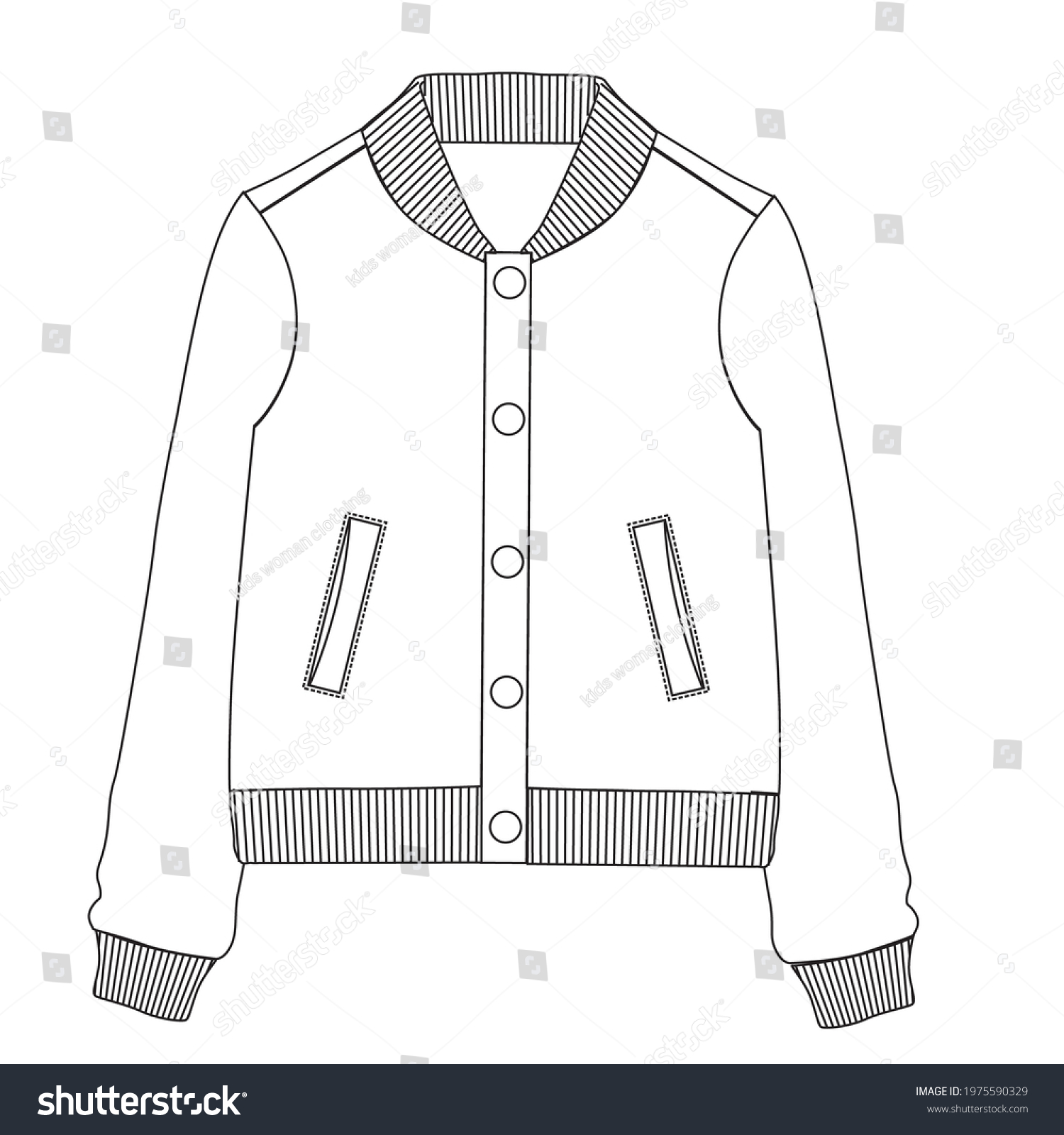 Varsity Jacket Fashion Technical Drawing Stock Vector (Royalty Free ...
