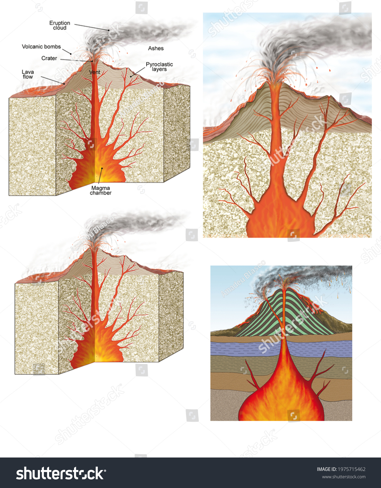 3d Illustration Earthquakes Volcanism Internal Structure Stock ...