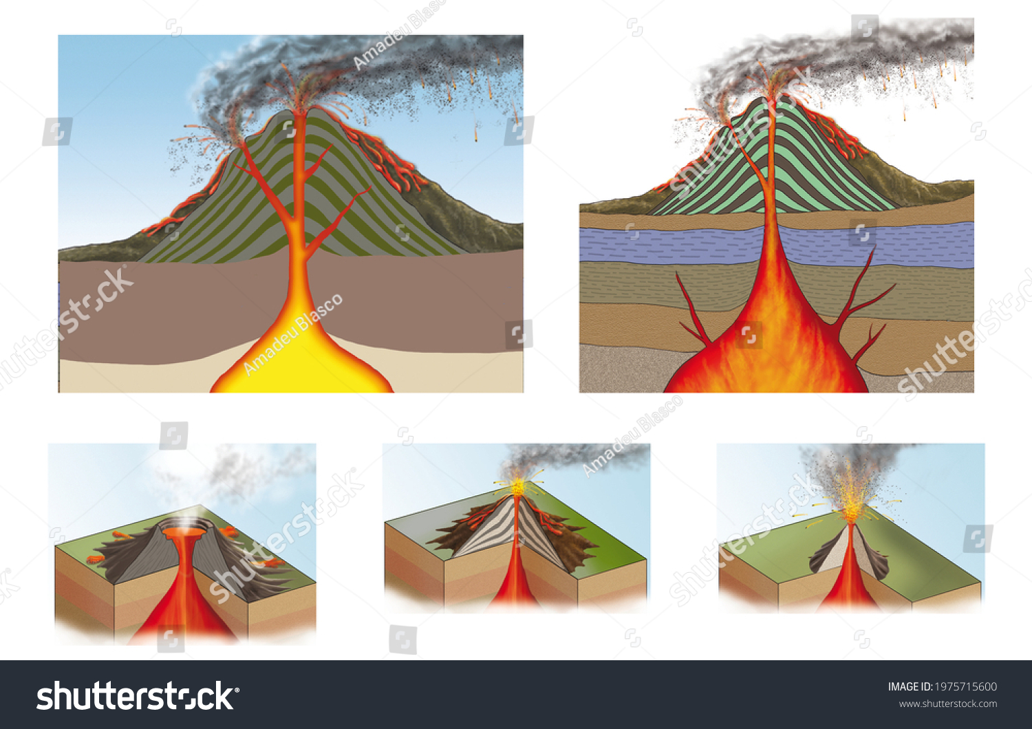 3d Illustration Earthquakes Volcanism Internal Structure Stock ...