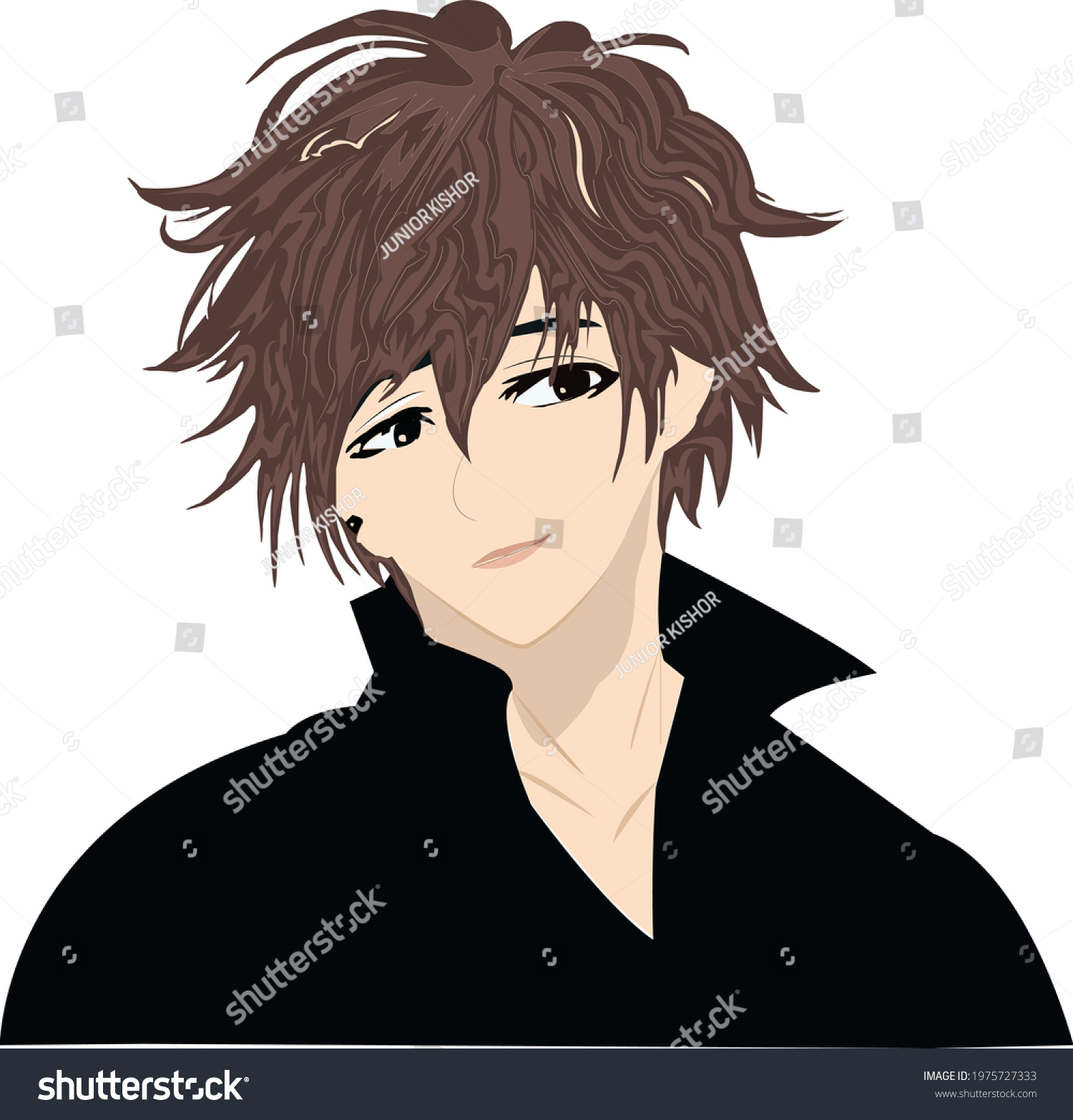 Boy Vector Black Shirt Brown Hair Stock Vector (Royalty Free ...