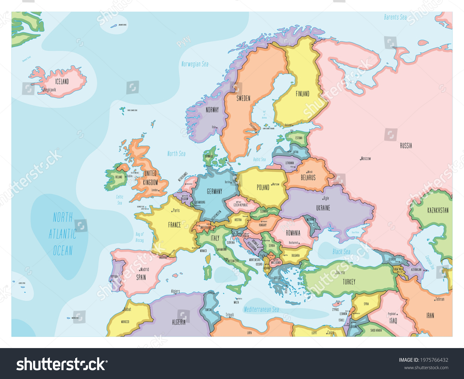 Europe Map Handdrawn Cartoon Style Stock Vector (Royalty Free ...