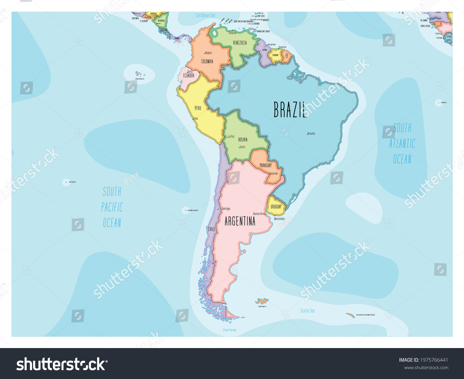 South America Map Handdrawn Cartoon Style Stock Vector (Royalty Free ...