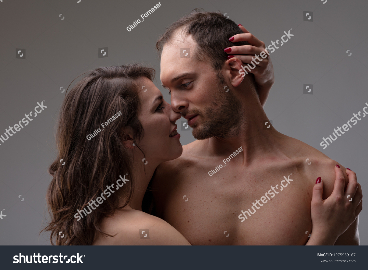 Young Woman Touches Bare Skin Her Stock pic