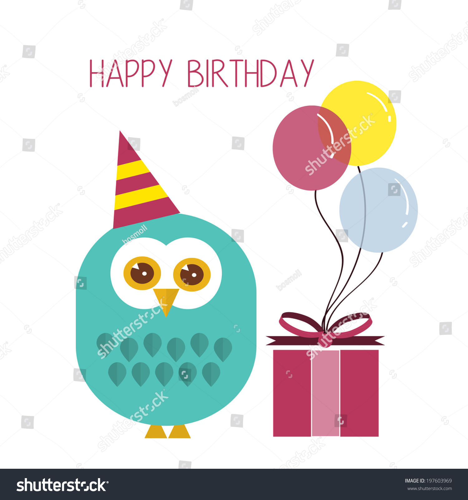 Happy Birthday Bird Balloons White Background Stock Vector (Royalty ...