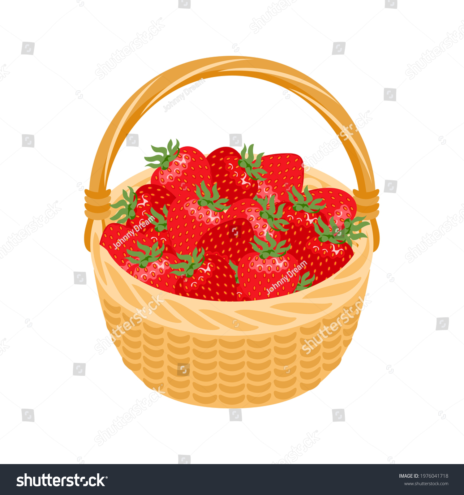 Basket Strawberry Vector Icon Cartoon Flat Stock Vector (Royalty Free ...