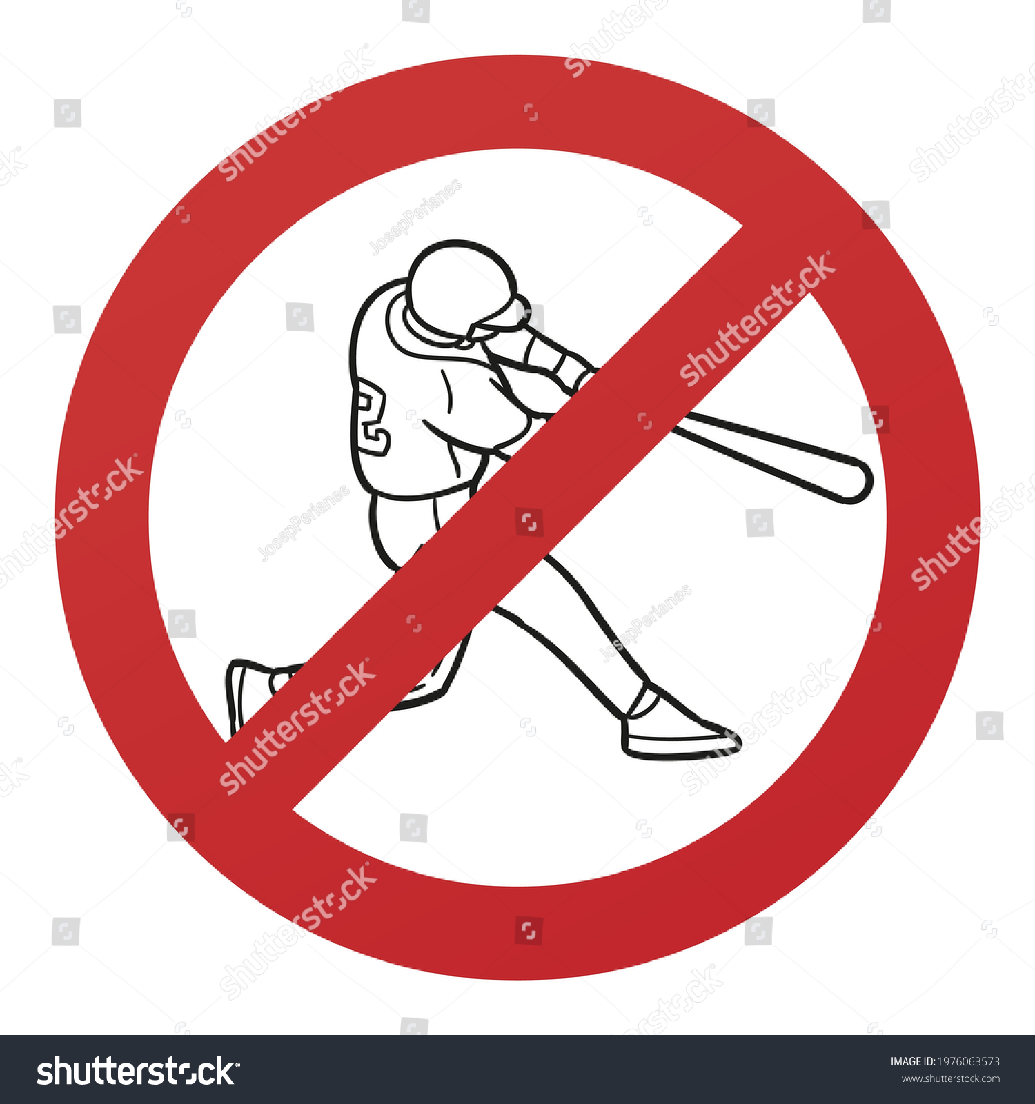 No Baseball Player Symbol Isolated On Stock Vector (Royalty Free ...