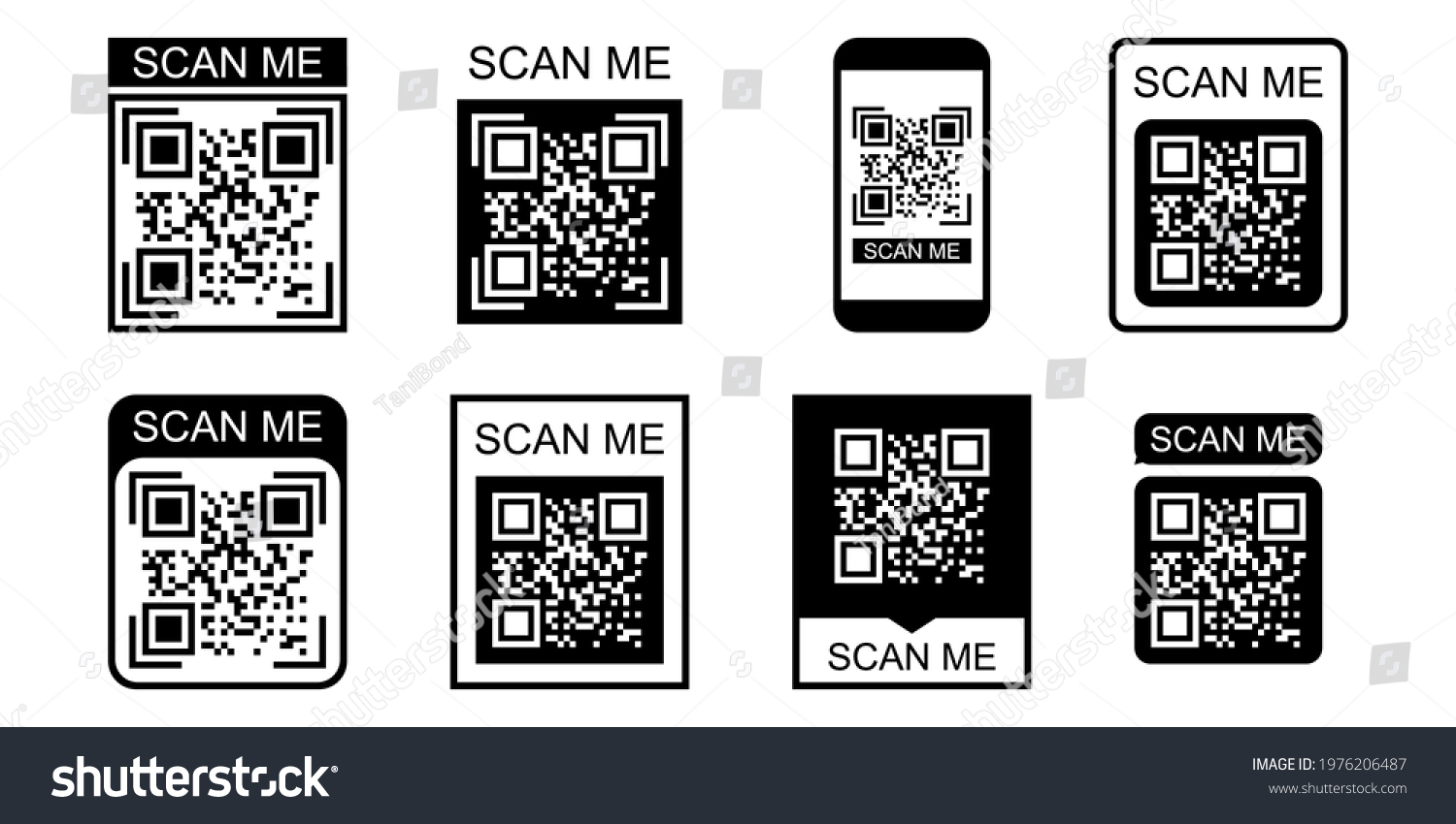 Qr Code Icon Symbol Set Stock Vector (Royalty Free) 1976206487 ...