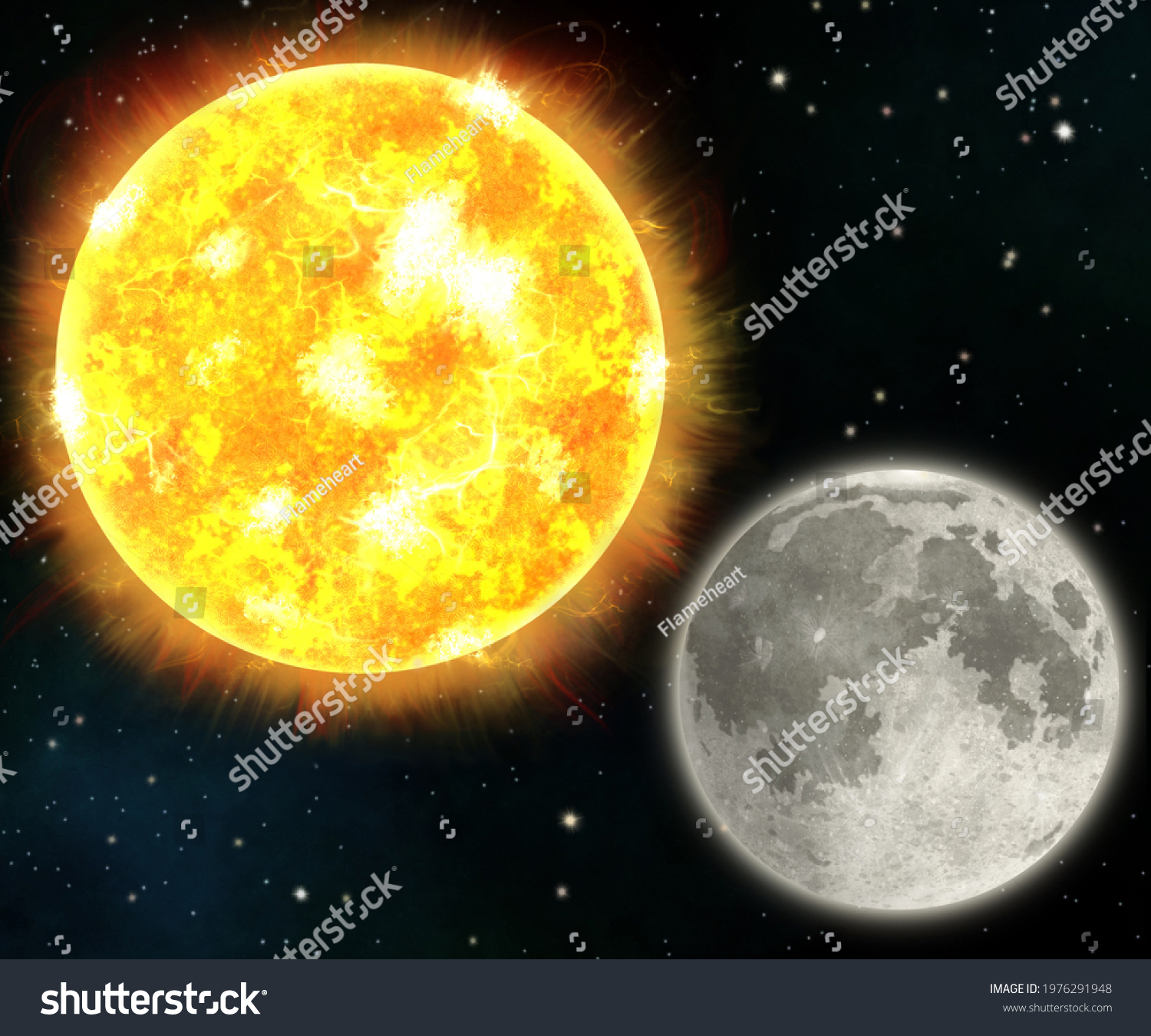 Sun Moon Together Space Stock Illustration 1976291948 | Shutterstock