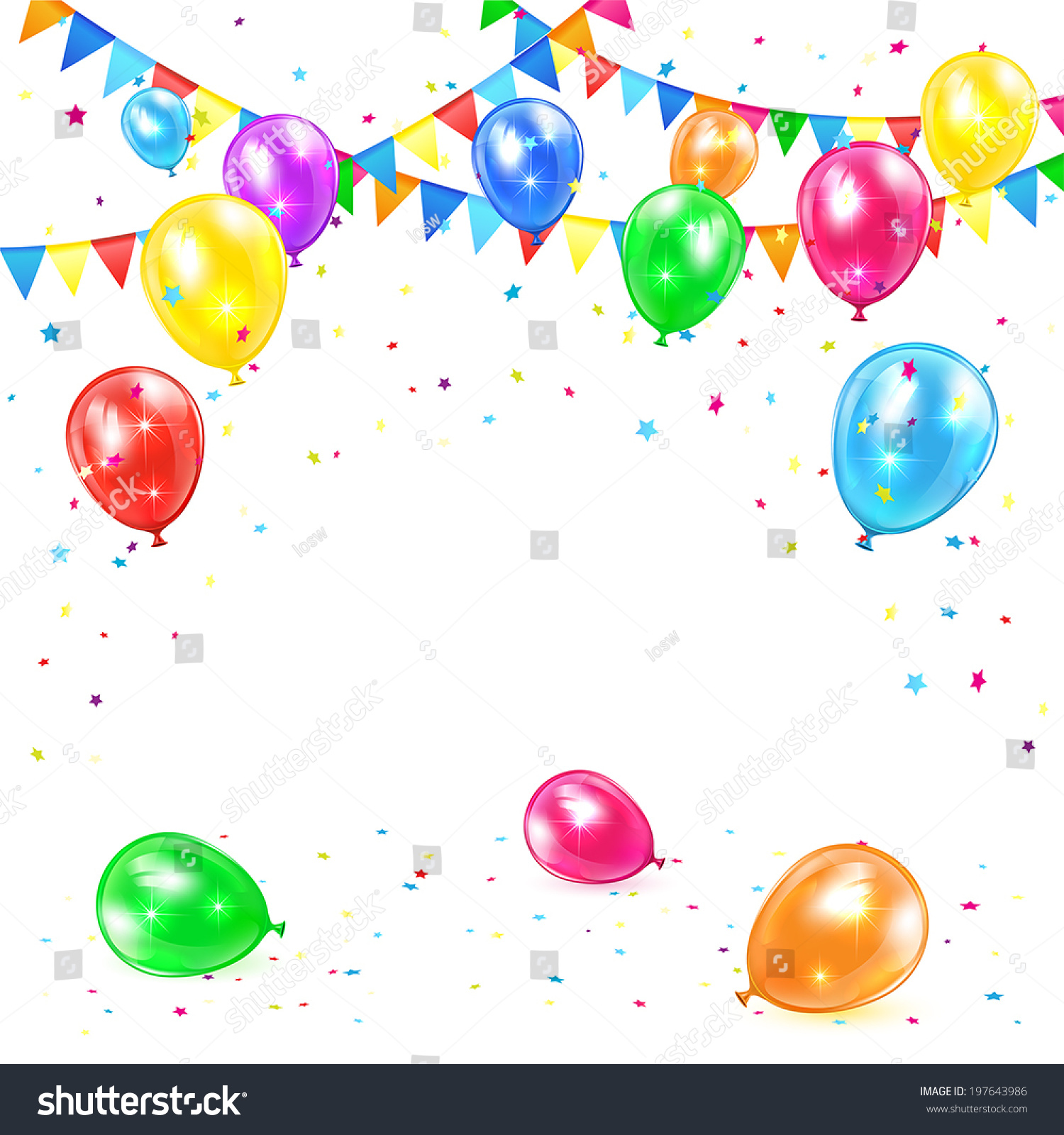 Festive Background Colored Balloons Confetti Illustration Stock Vector ...