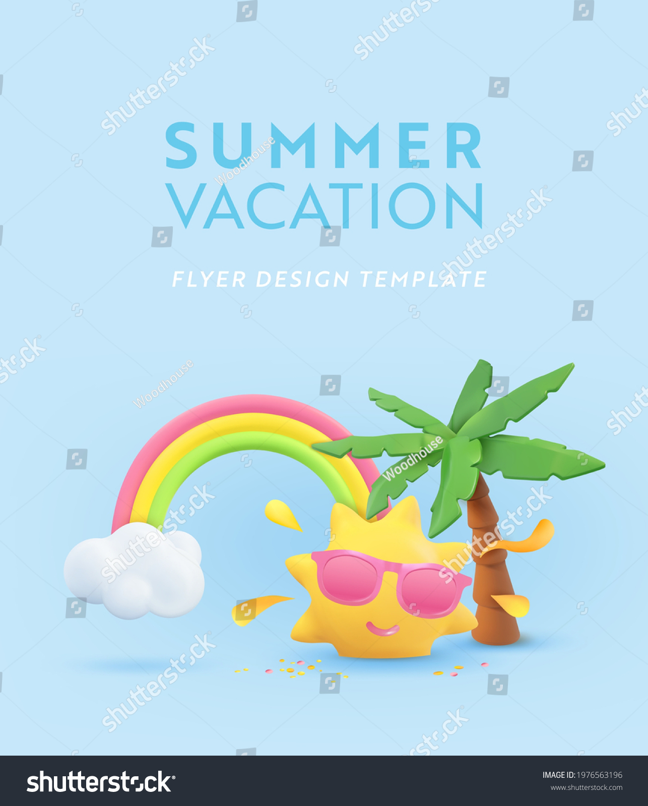 Summer Vacation Realistic Design Template 3d Stock Vector (Royalty Free ...