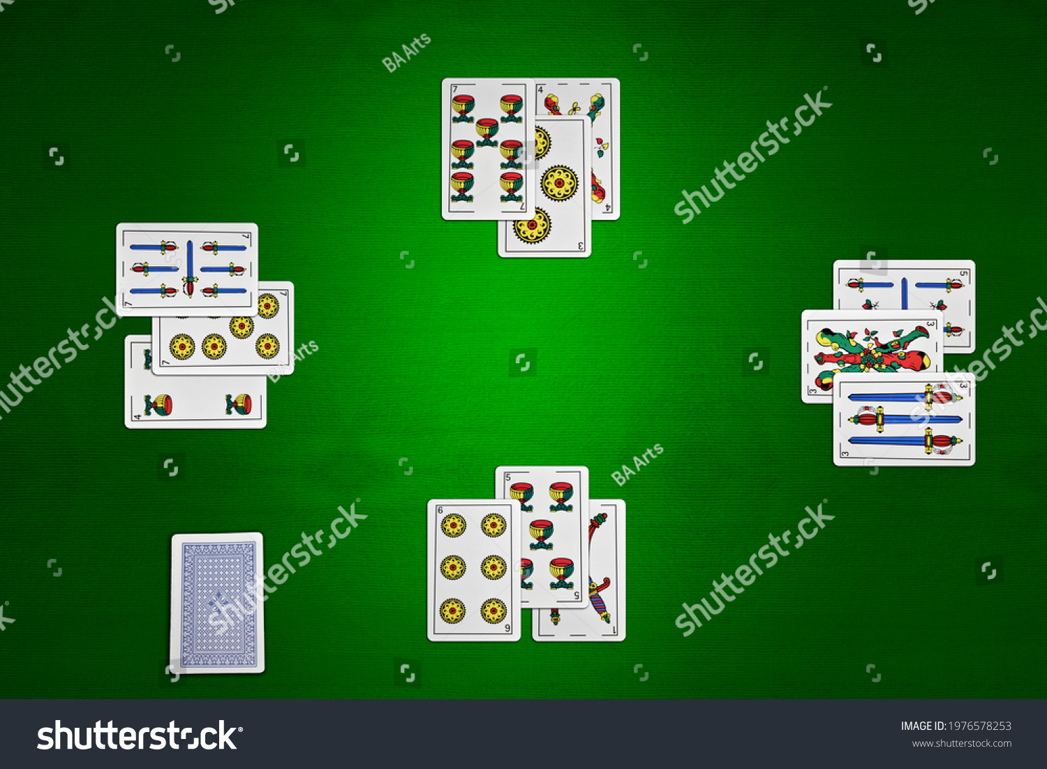 Deck Truco Cards Arranged On Green Stock Illustration 1976578253 ...