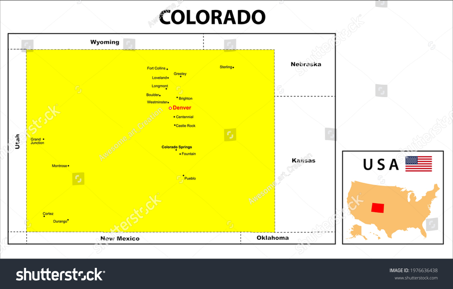 Colorado Map State District Map Colorado Stock Vector (Royalty Free ...