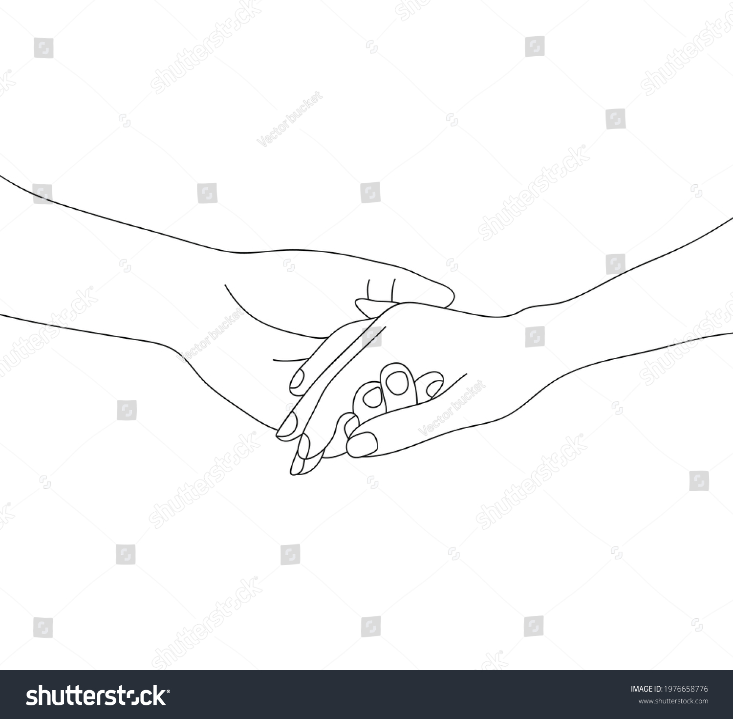 Line Art Holding Hands Vector Illustration Stock Vector (Royalty Free ...