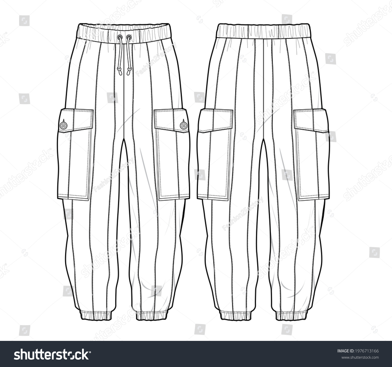 Jogger Pants On White Background Technical Stock Illustration ...