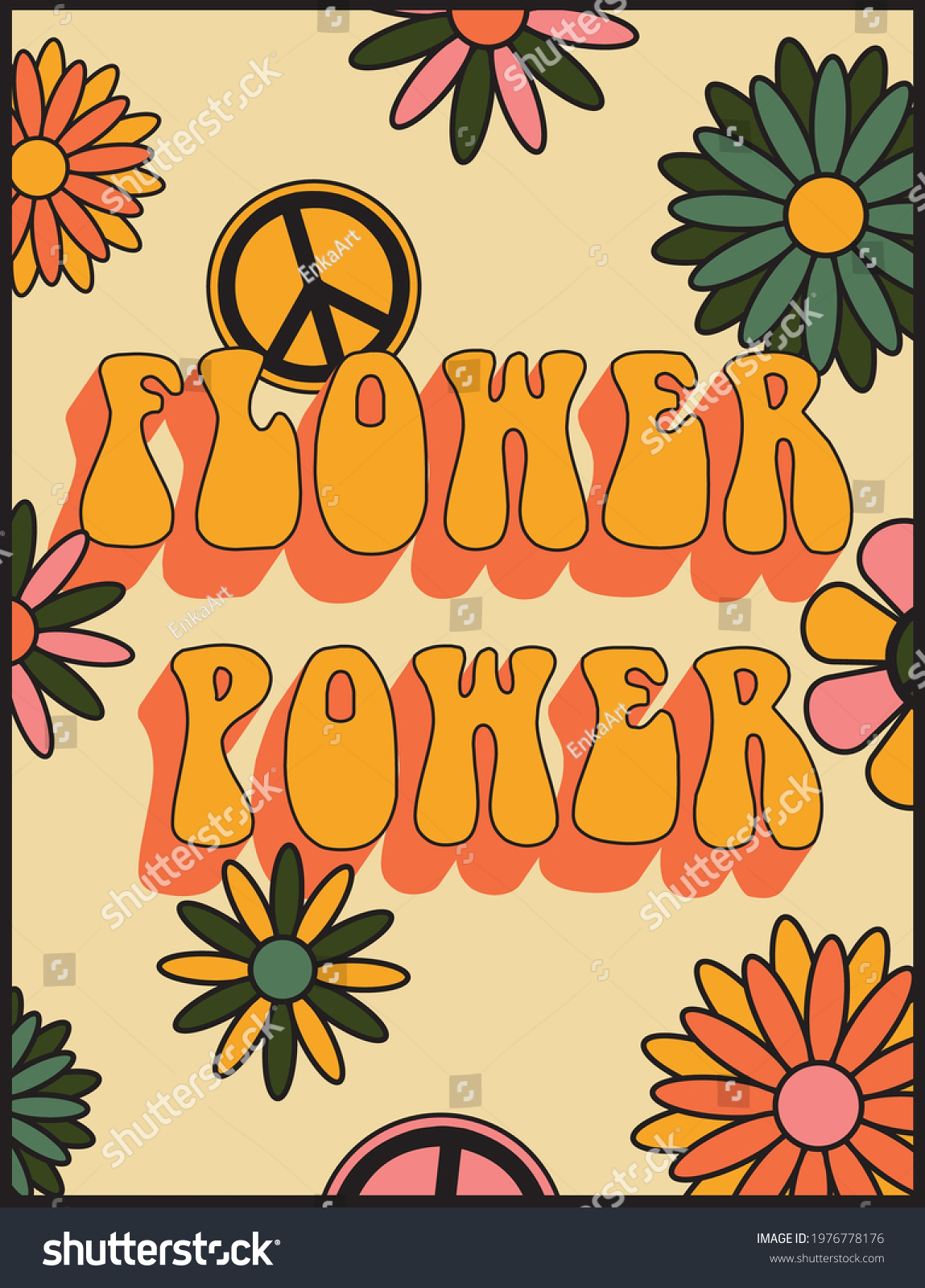 70s Retro Groovy Flower Power Slogan Stock Vector (Royalty Free ...