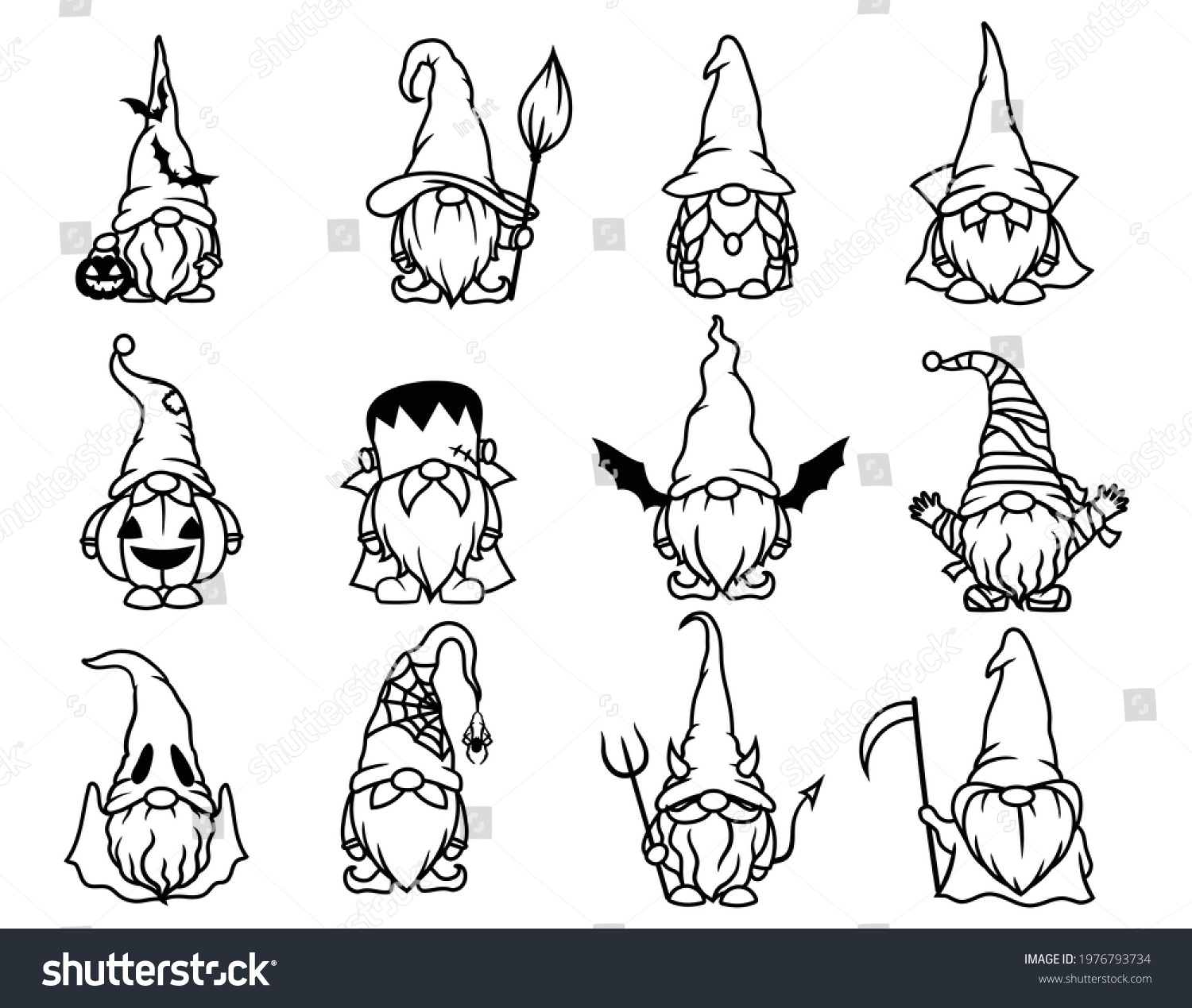 Set Halloween Gnomes Collection Garden Gnomes Stock Vector (Royalty ...