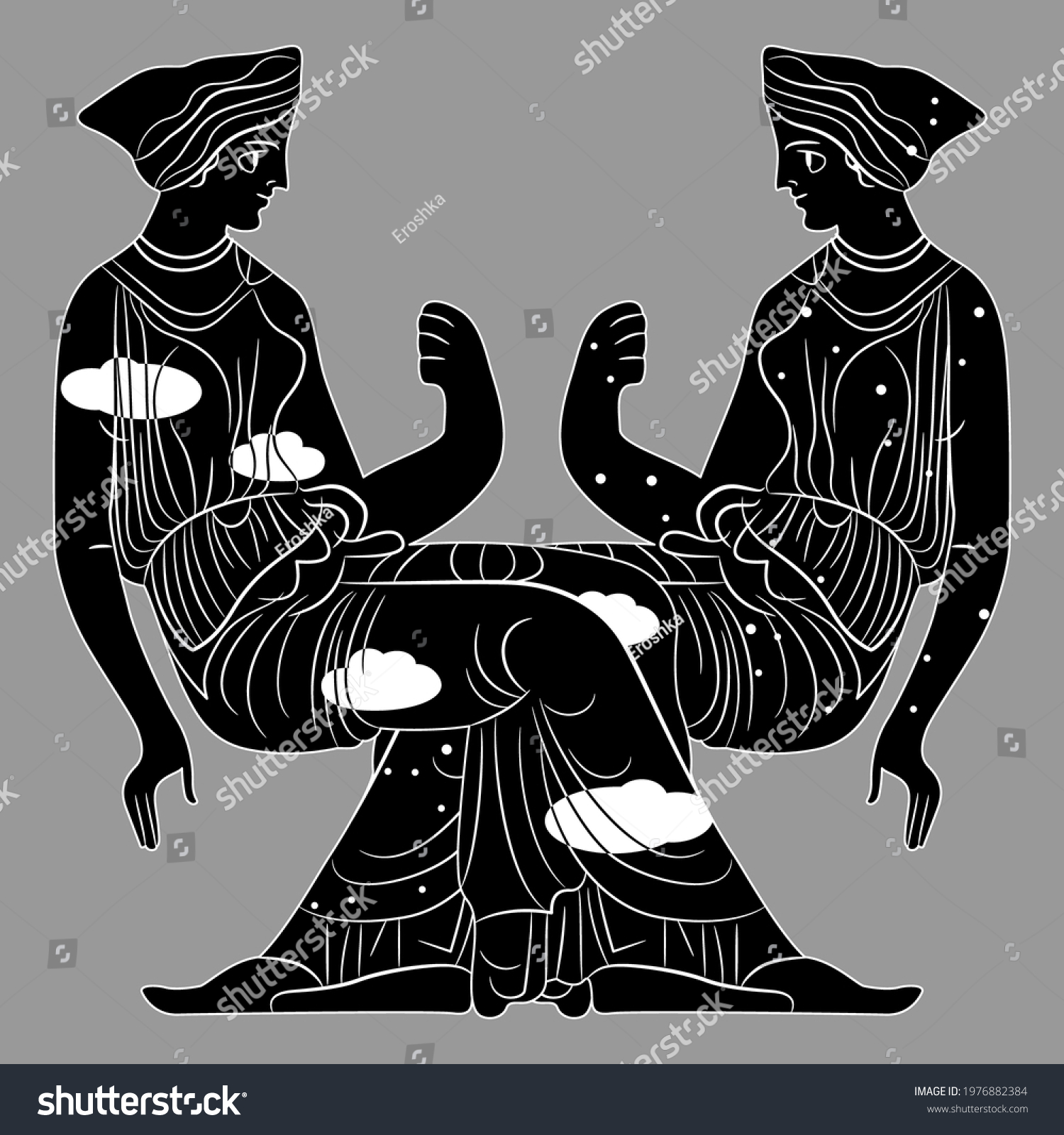 Two Seated Ancient Greek Women Day Stock Vector Royalty Free Shutterstock