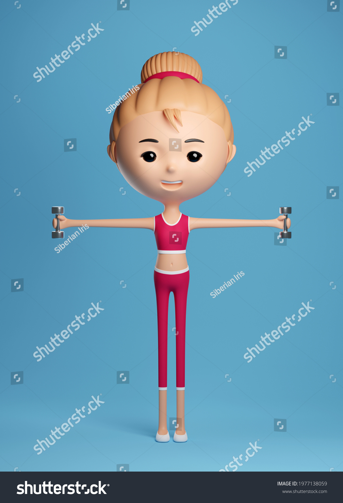 Cute Fitness Girl Cartoon Character Doing Stock Illustration 1977138059 ...