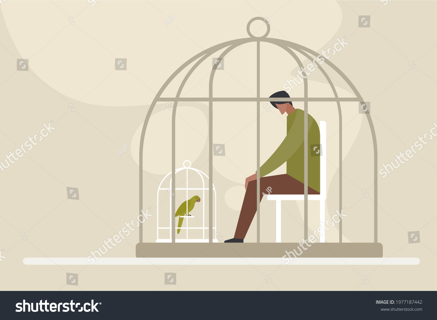 Man Bird Cage Images Stock Photos Vectors Shutterstock