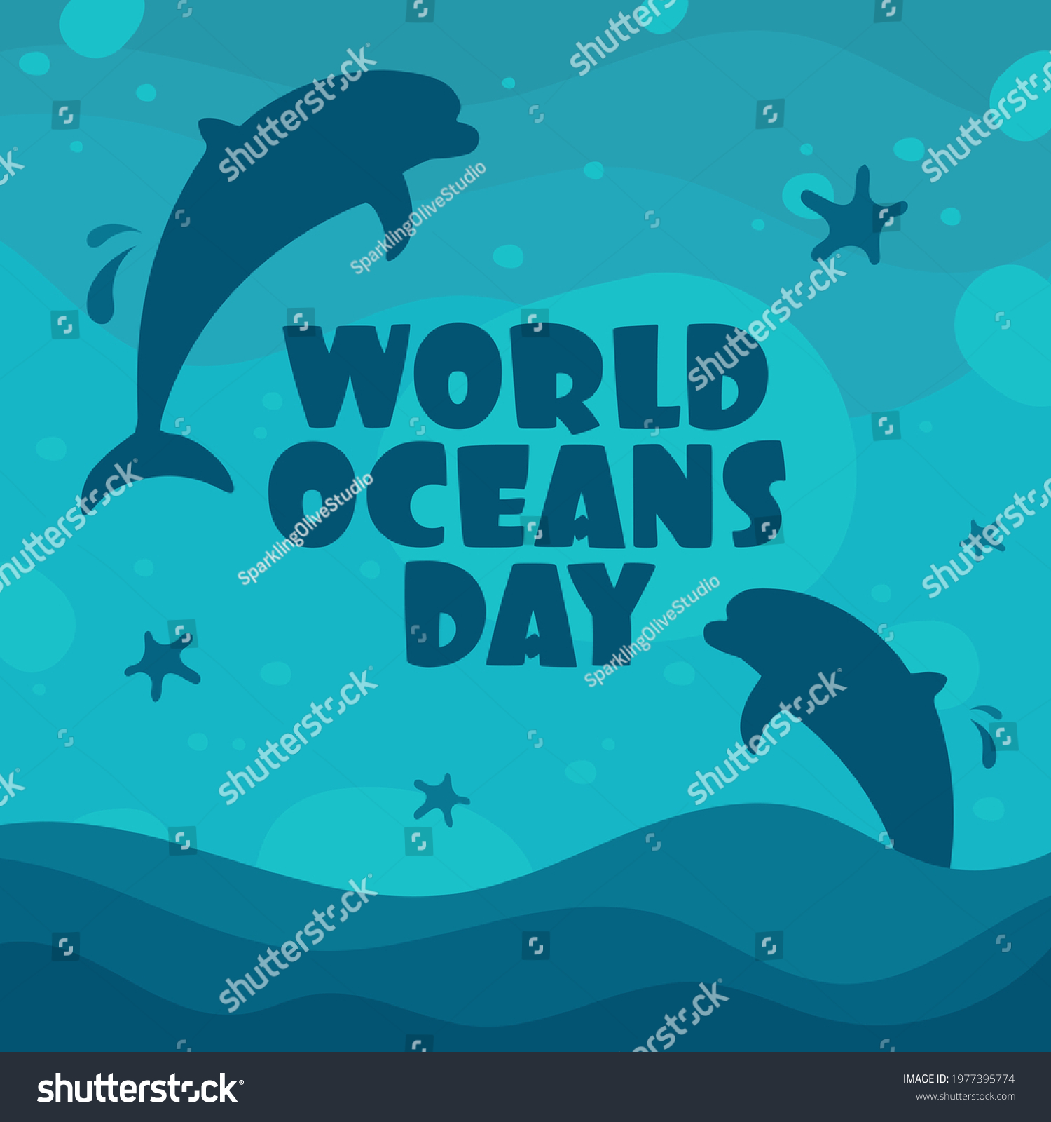 World Oceans Day Concept Dolphin Silhouette Stock Vector (Royalty Free ...