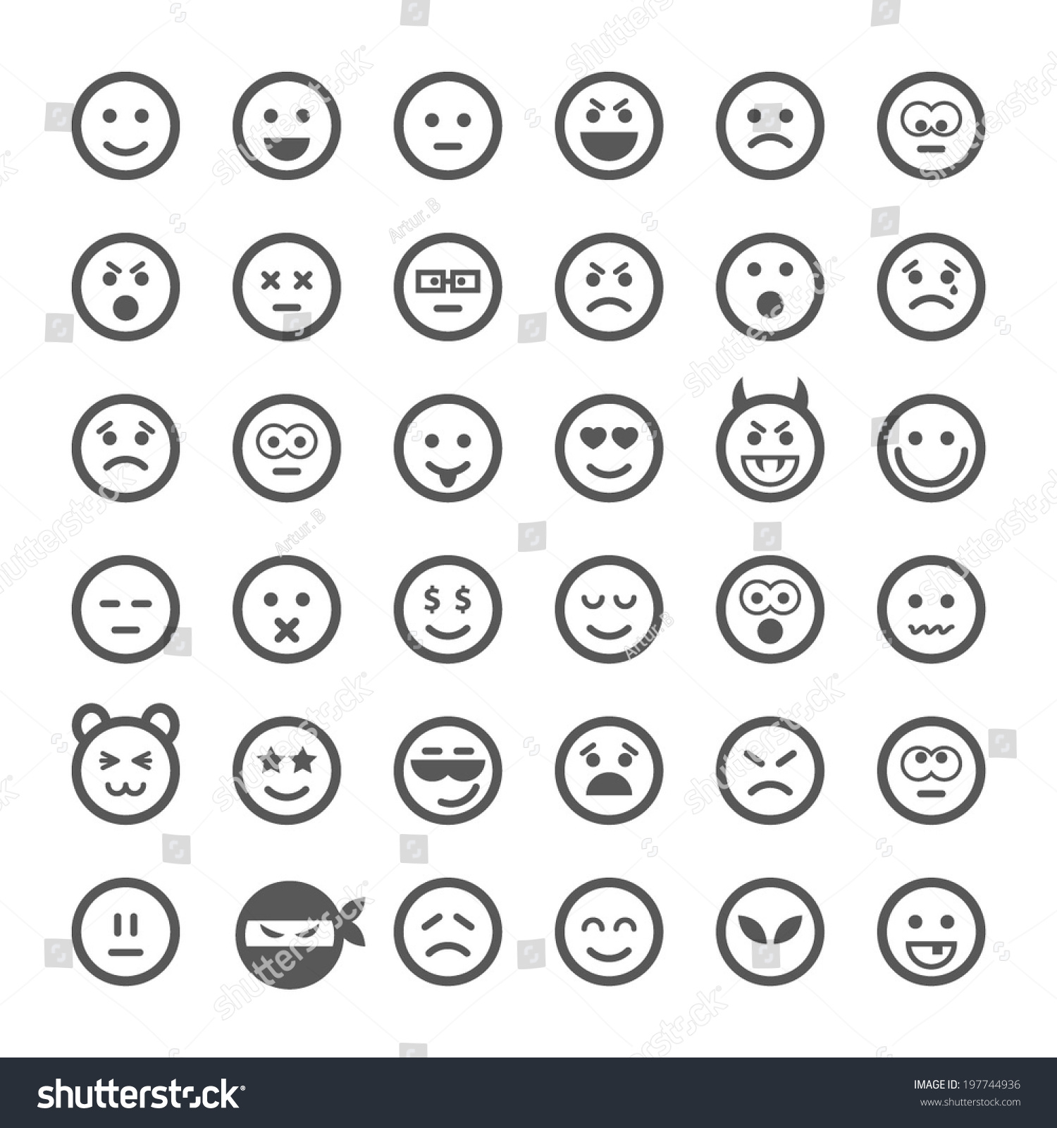 Smile Set Vector Stock Vector (Royalty Free) 197744936 | Shutterstock