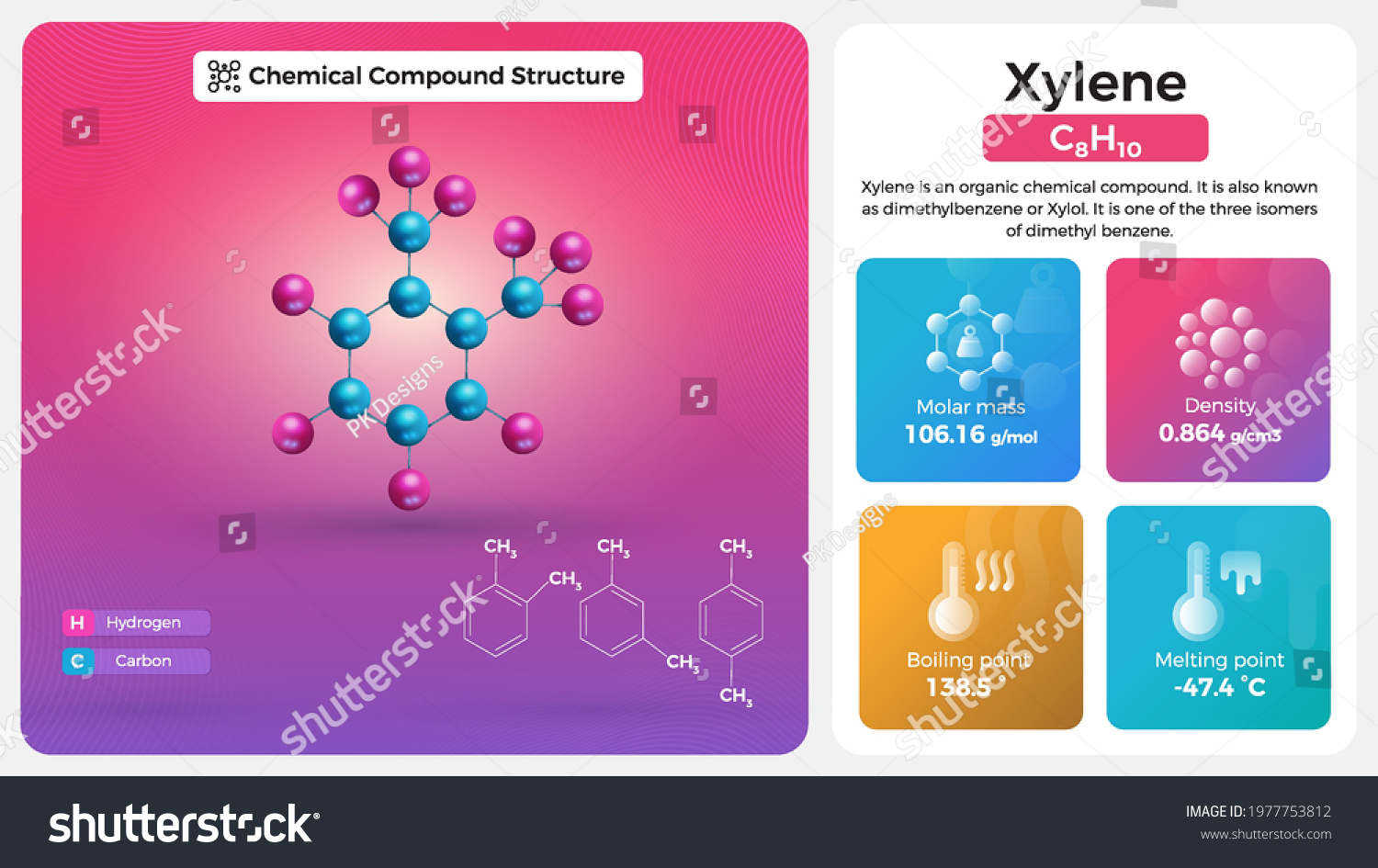 Xylene Properties Chemical Compound Structure Stock Vector (Royalty ...