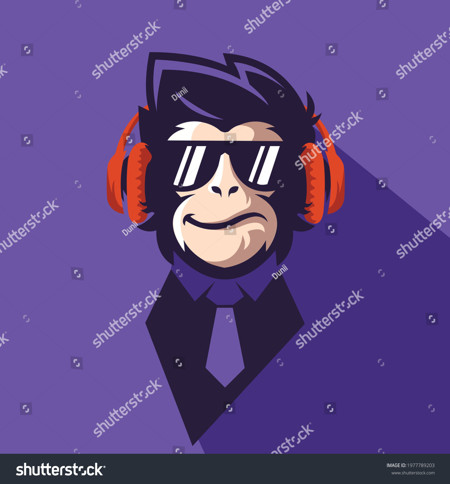 Cool Monkey Glasses Headphones Vector Art Stock Vector (royalty Free 