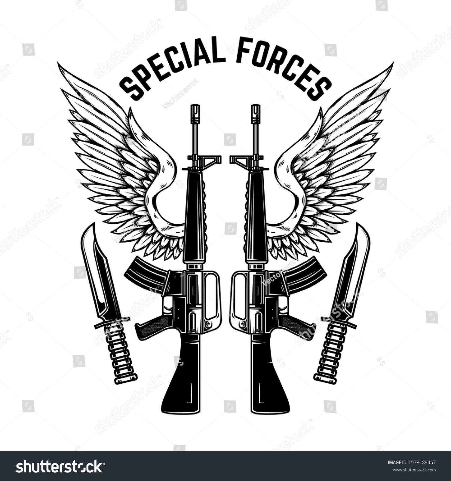 Special Forces M16 Assault Rifles Wings Stock Vector (Royalty Free ...