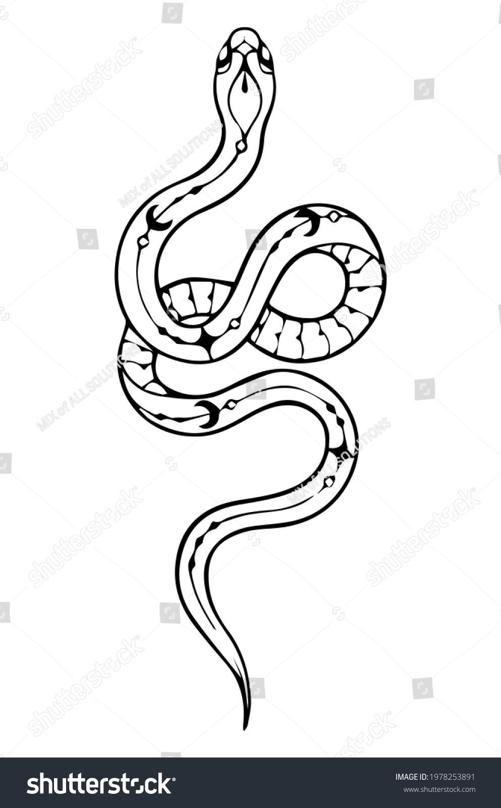 Tattoo Snake Traditional Black Dot Style Stock Vector (Royalty Free ...