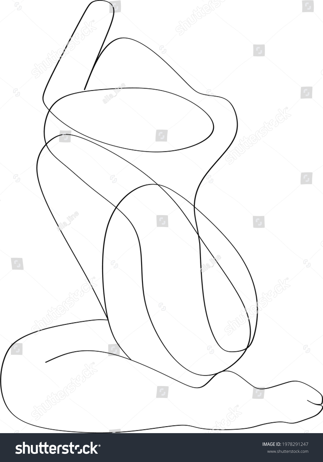 Female Figure Outline Young Girl Stylized Stock Vector (Royalty Free ...