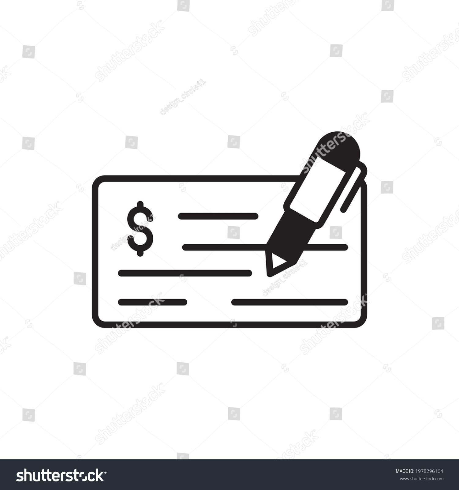 Bank Cheque Vector Solid Icon Style Stock Vector (Royalty Free ...