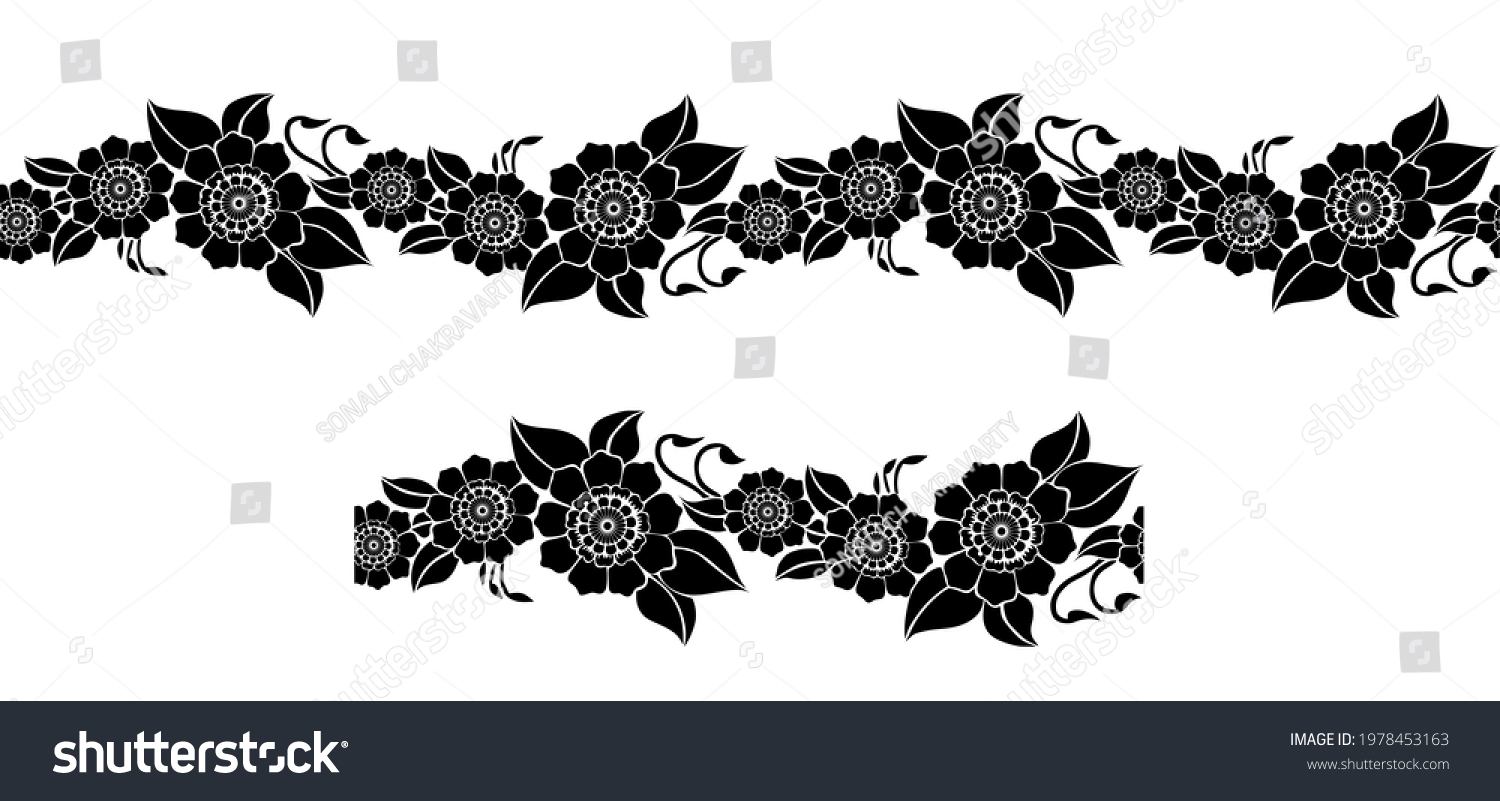 Seamless Floral Border Horizontal Seamless Border Stock Illustration 1978453163 Shutterstock