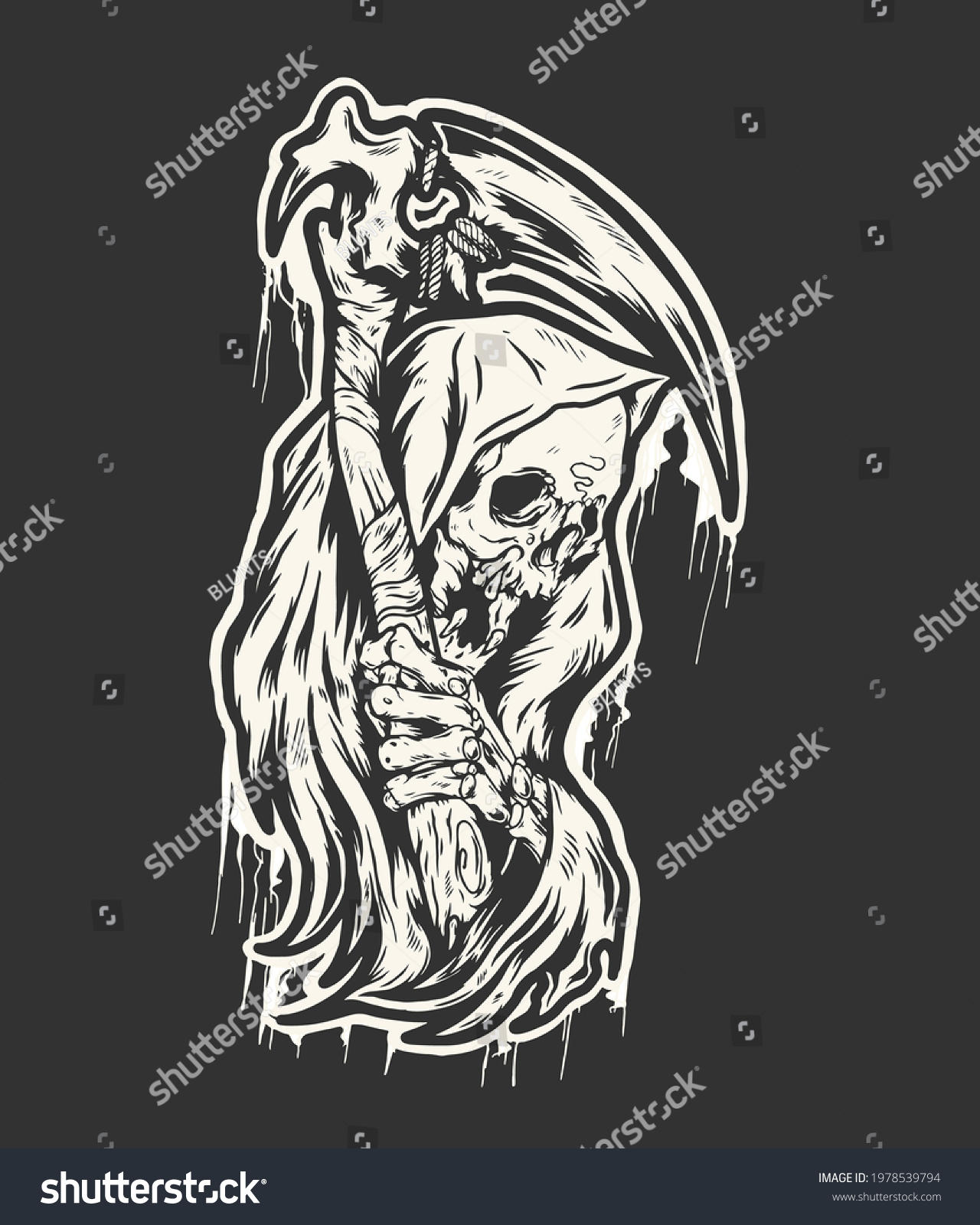 Vektor Grim Reaper Black Bacground Stock Vector (Royalty Free ...