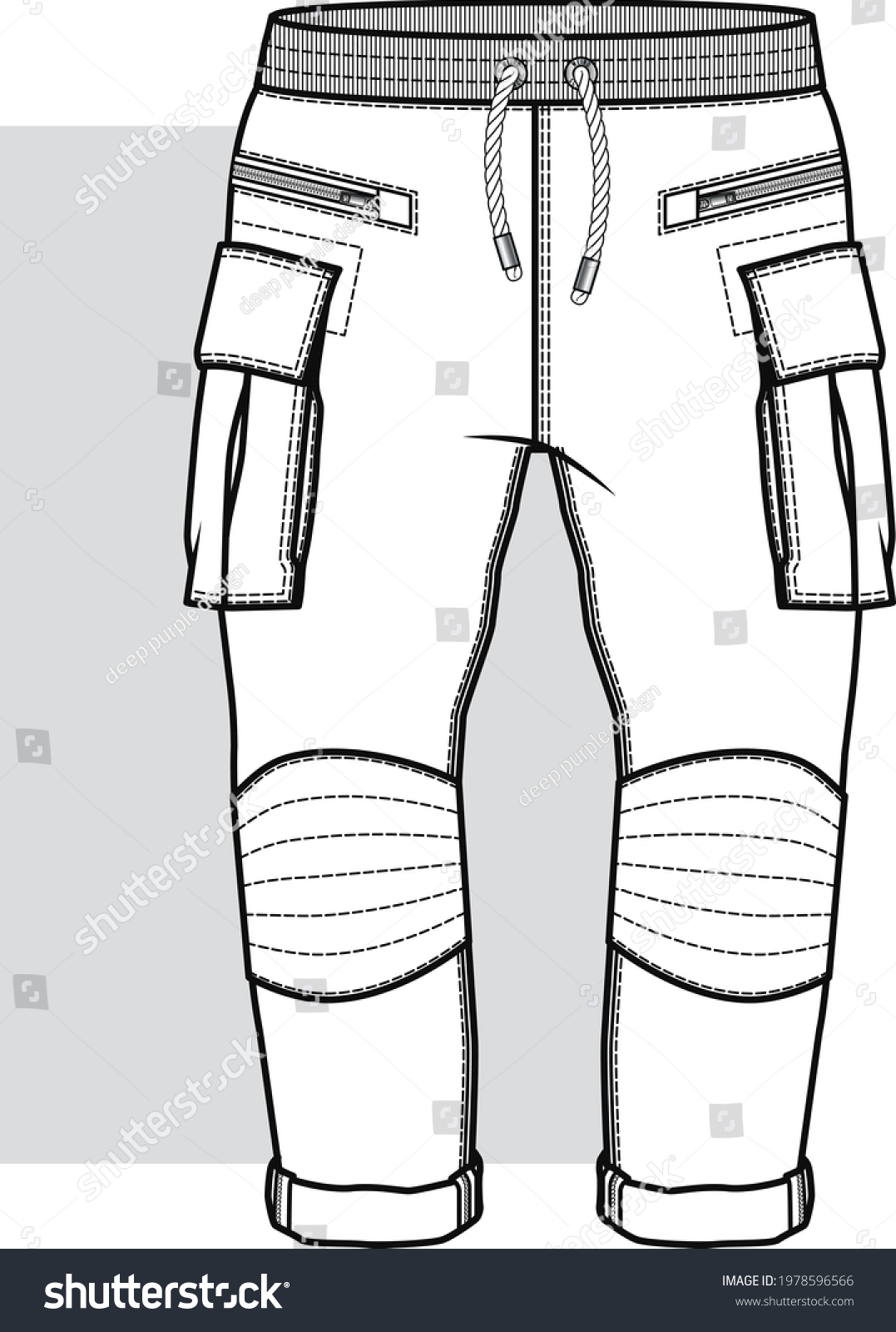 Pants Flat Sketch Boys Trousers Fashion Stock Vector (Royalty Free ...