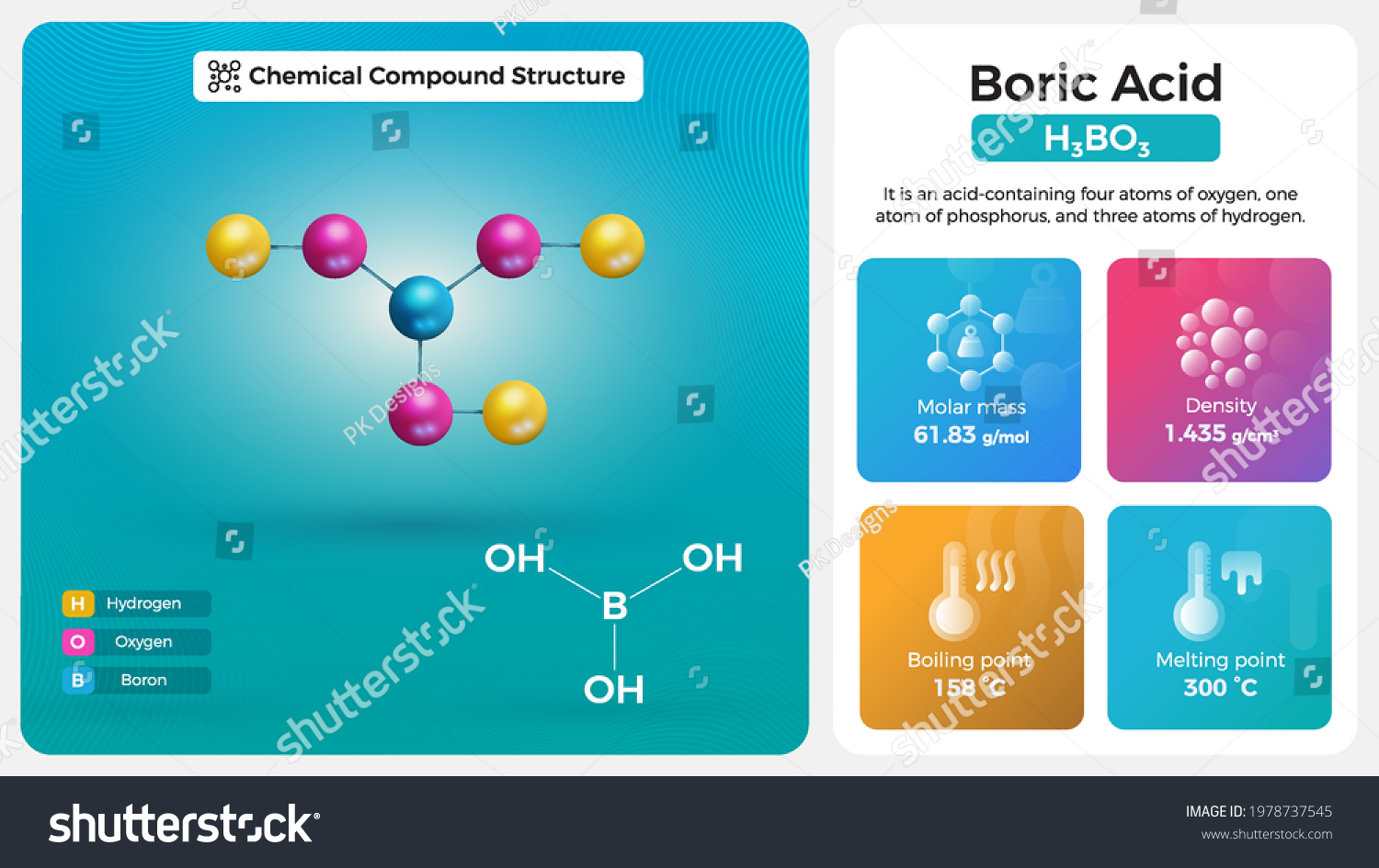 Boric Acid Properties Chemical Compound Structure Stock Vector (Royalty ...