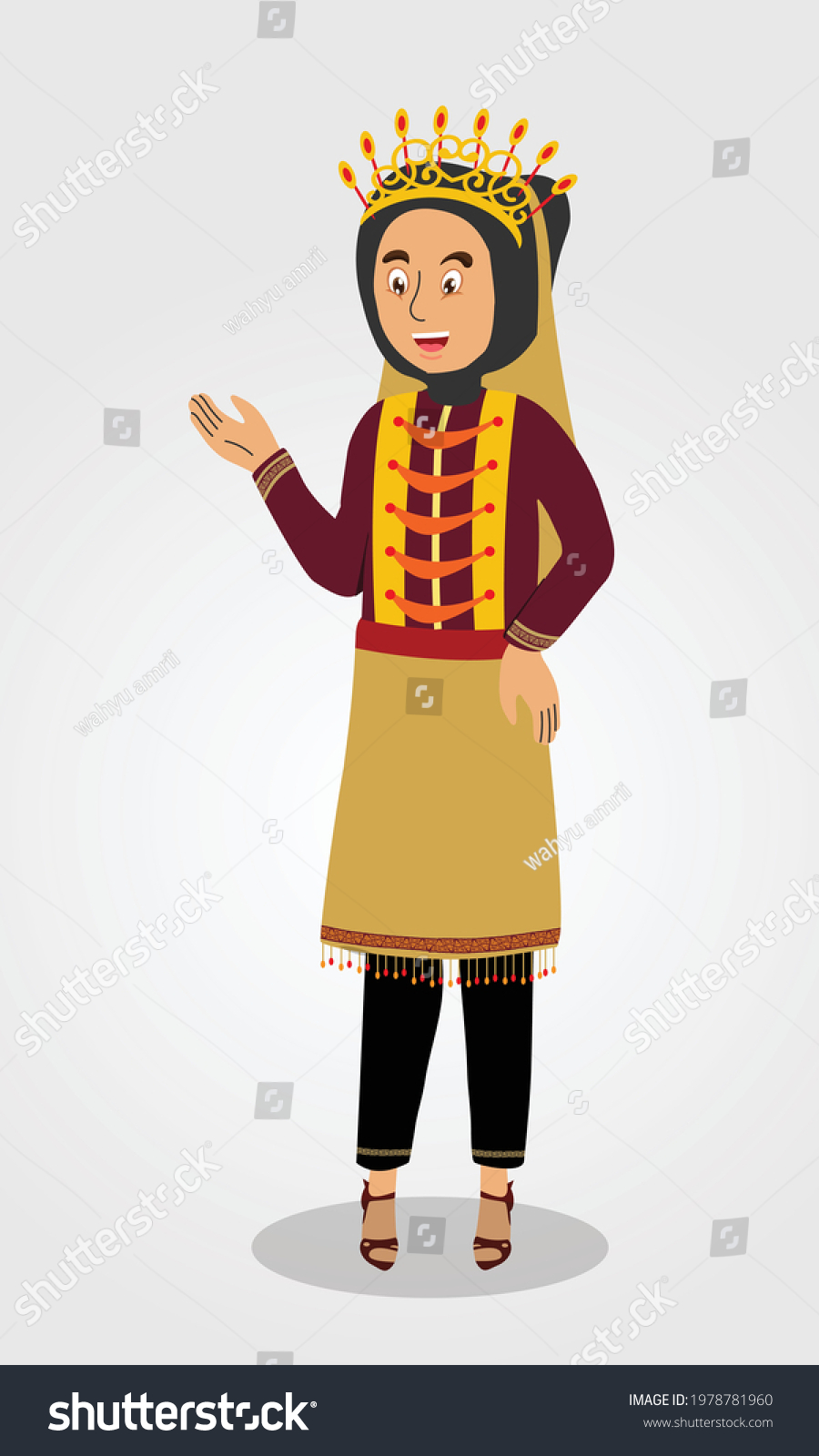 Beautiful Sweet Acehnese Female Character Modern Stock Vector (Royalty ...