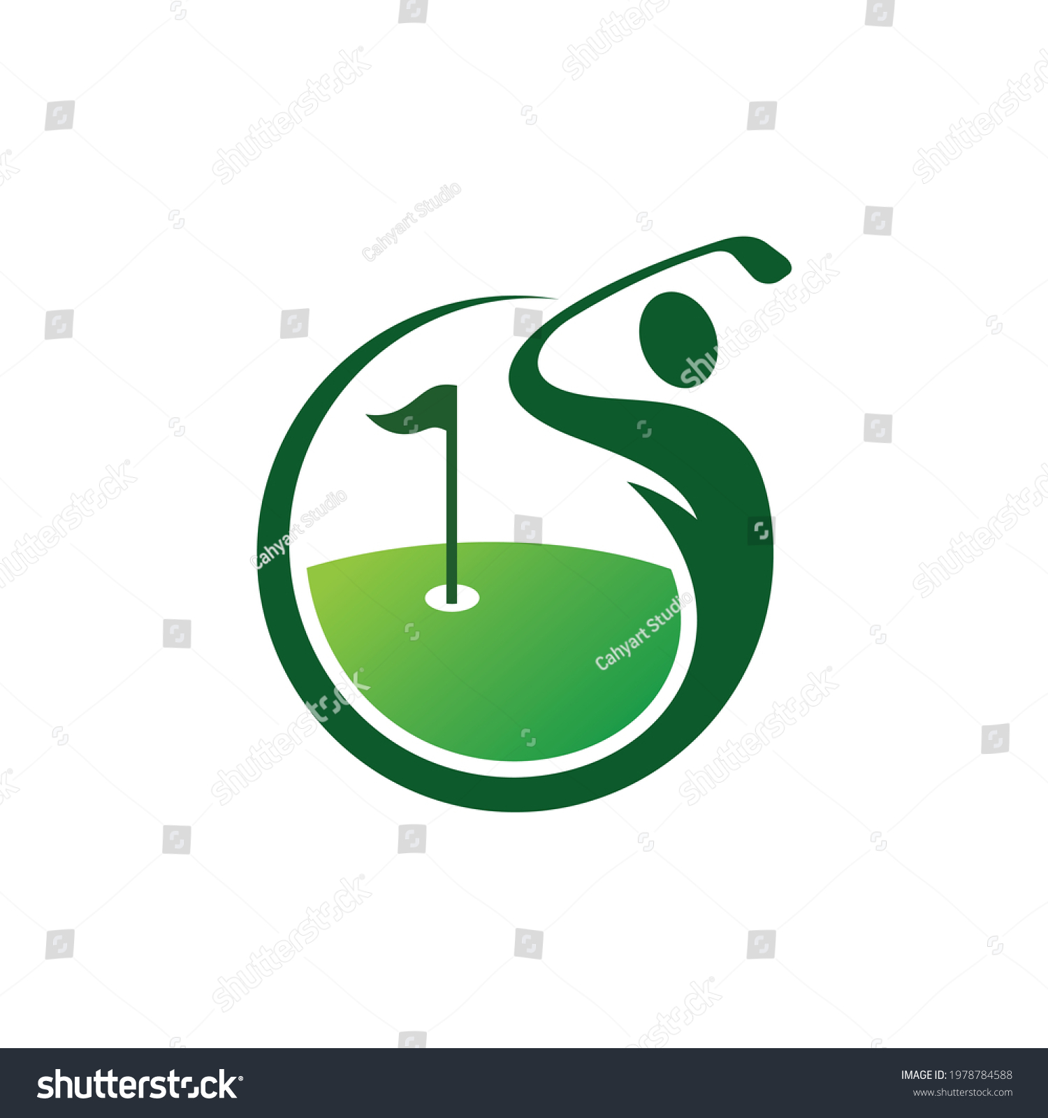 Golf Player Logo Course Silhouette Stock Vector (Royalty Free ...