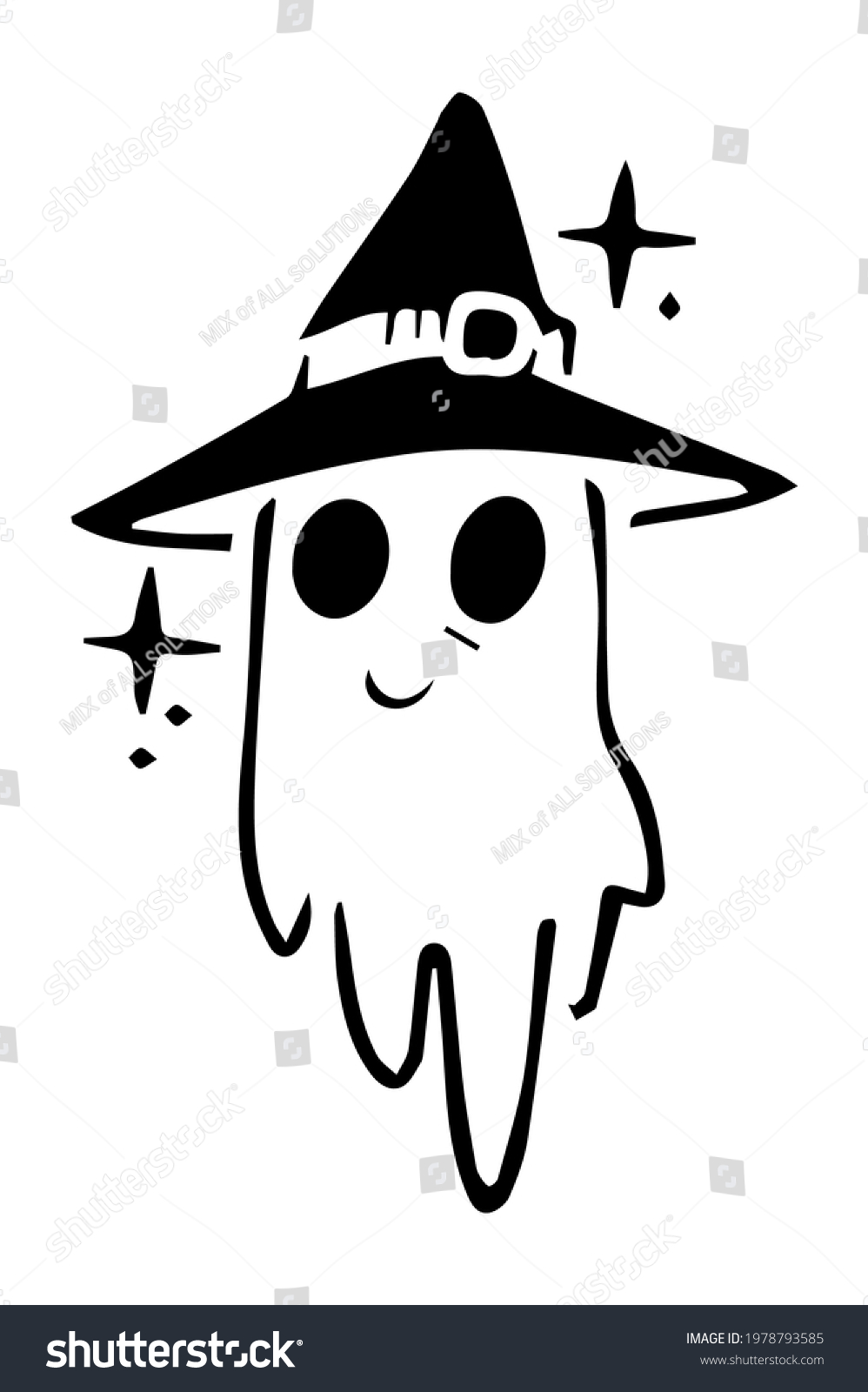 ghost with a witch hat