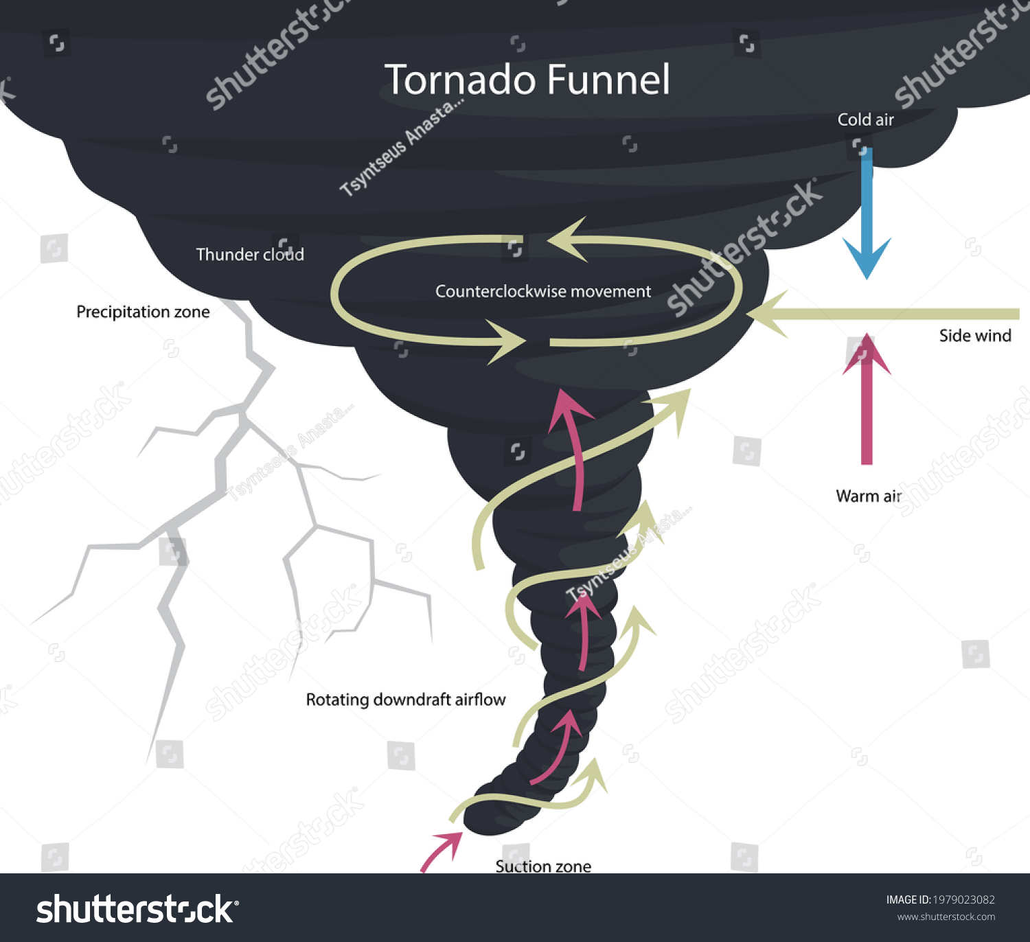 Vector Illustration Tornado Formation Tornado Structure Stock Vector ...