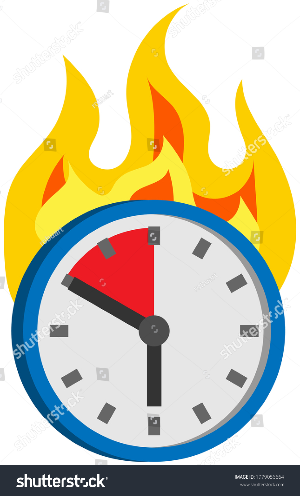 Burning Clock Isolated On White Background Stock Vector (Royalty Free
