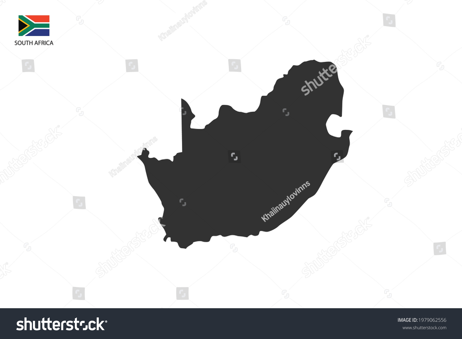 South Africa Black Shadow Map Isolated Stock Vector (Royalty Free ...