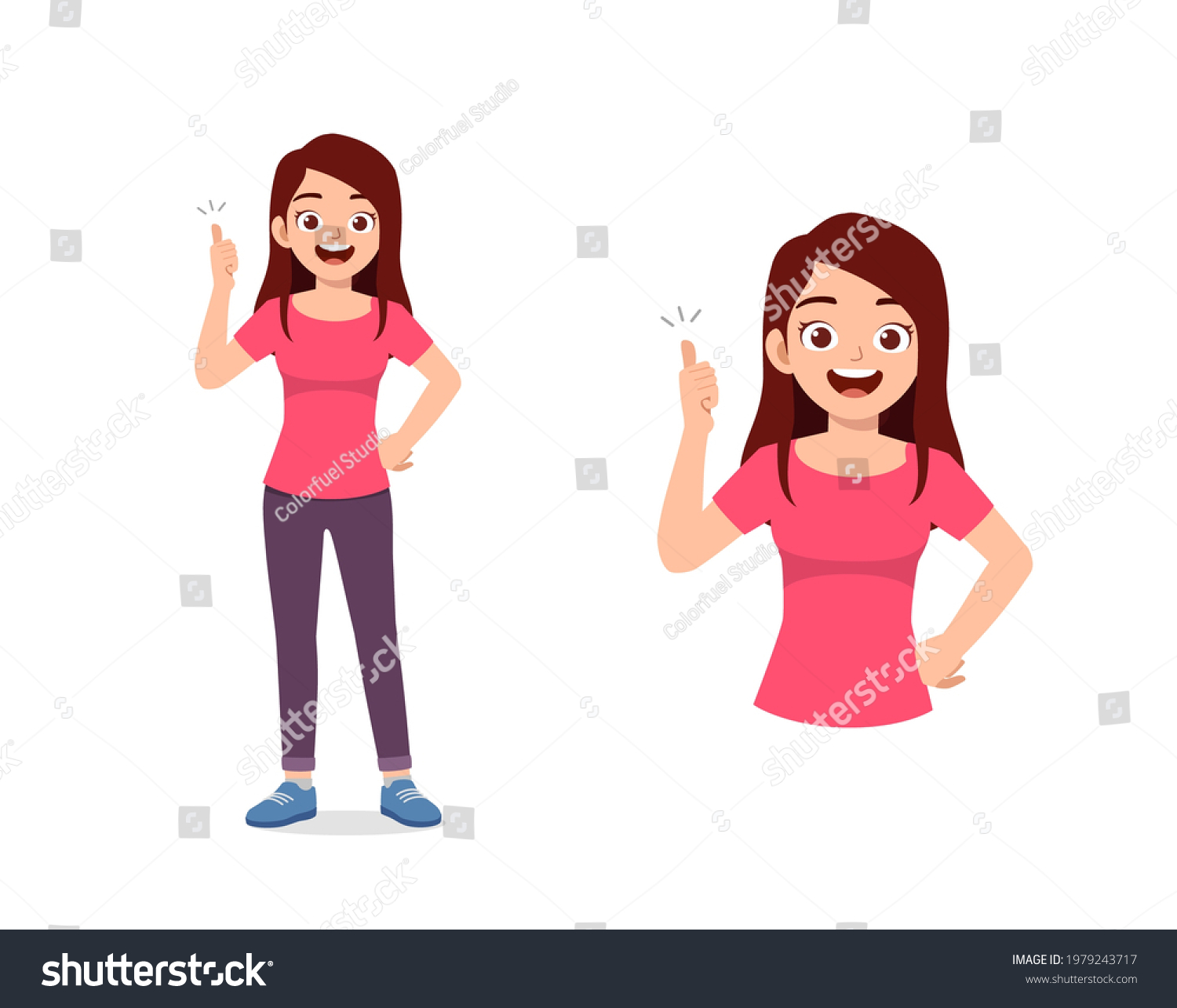 Young Good Looking Woman Doing Thumb Stock Vector (Royalty Free ...