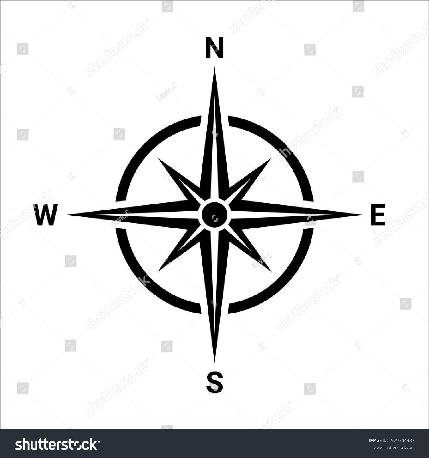 Black Compass Direction Map North Symbol Stock Vector (Royalty Free ...