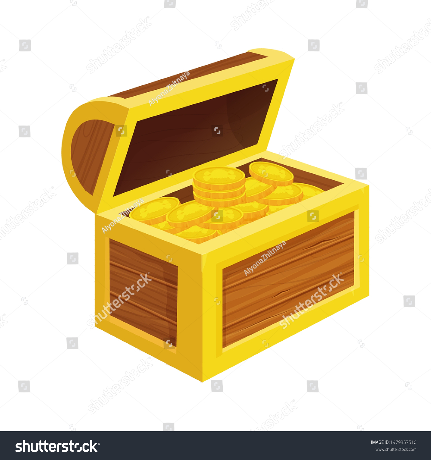 Treasure Chest Full Golden Coins Cartoon Stock Vector (Royalty Free ...