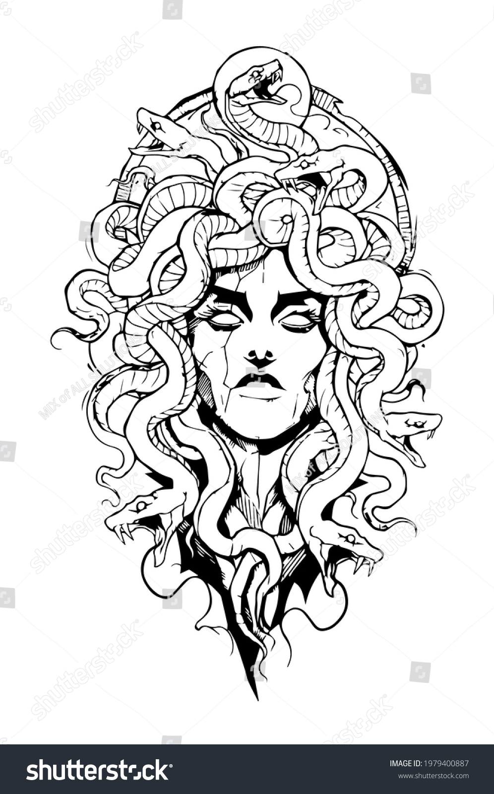 Medusa Gorgon Ancient Greek Mythological Creature Stock Vector (Royalty ...